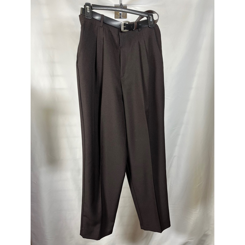 Briggs Vintage High Waisted Pleated Dress Pants Brown Tapered Leg Made in USA 12